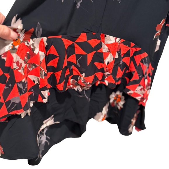 Joie NWT Size 0 Black & Red Spaghetti Strap
 V-Neck Layered Party Dress (0598) - Picture 7 of 13